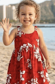 Red Toddlers Hawaiian Dress White Hibiscus Red Toddlers Hawaiian Dress White Hibiscus