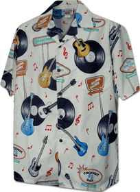 Rock and Roll Guitar Shirt for Men's 3886Ivory