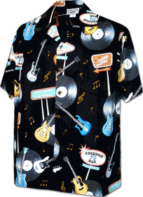 Rock and Roll Guitar Shirt for Mens 3886Black