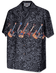 Rock and Roll Guitars Pacific Legend Men's Camp Shirts 3966Black