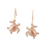 Rose Gold Plated CZ Sterling Silver Turtle Classic Earrings Hawaii Rose Gold Plated CZ Sterling Silver Turtle Classic Earrings Hawaii