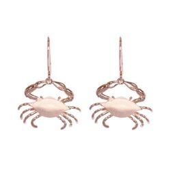 Rose Gold Plated Sterling Silver Crab Classic Dangling Earrings Hawaii