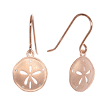 Rose Gold Plated Sterling Silver Sand Dollar Floral Dangling Earrings Rose Gold Plated Sterling Silver Sand Dollar Floral Dangling Earrings