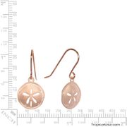 Rose Gold Plated Sterling Silver Sand Dollar Floral Dangling Earrings