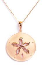 Rose Sterling Silver Sand Dollar Floral Pendant Hawaii