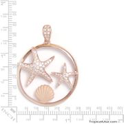 Rose Sterling Silver Starfish Seashell Friends CZ Pendant Hawaii