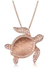 Rose Sterling Silver Turtle Classic Cubic Zirconia Pendant Hawaii