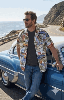 Route 66 Scenics Blue Car Shirts Route 66 Scenics Blue Car Shirts