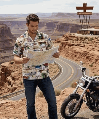 Route 66 The Main Street of America Shirt Khaki
