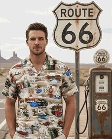 Route 66 The Main Street of America Shirt Khaki