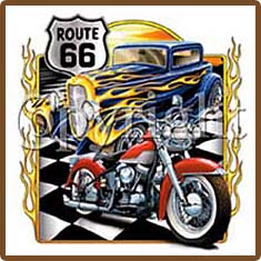 Rt 66 Hot Rod Adult T-Shirts