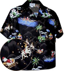 Santa Christmas Women's Hawaiian Shirts Black