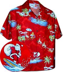 Santa Christmas Women's Hawaiian Shirts Red