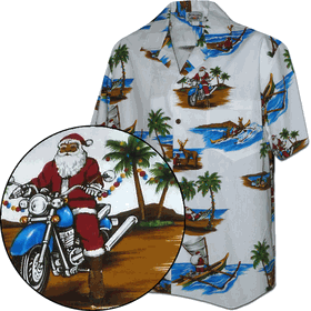 Santa in Paradise Christmas Hawaiian Shirt White