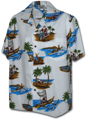 Santa in Paradise Christmas Hawaiian Shirt White