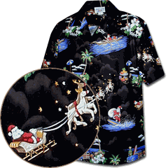 Santa Men's Black Christmas Hawaiian Shirts