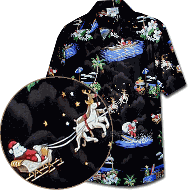 Santa Men's Black Christmas Hawaiian Shirts