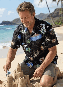 Santa Men's Black Christmas Hawaiian Shirts