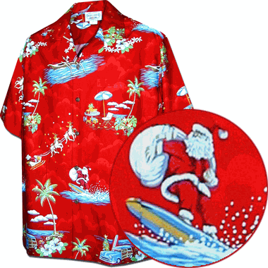 Santa Men's Red Christmas Hawaiian Shirts 
