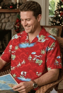 Santa Men's Red Christmas Hawaiian Shirts 