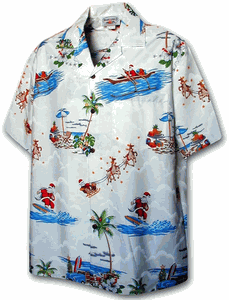 Santa Men's White Christmas Hawaiian Shirts Santa Men's White Christmas Hawaiian Shirts