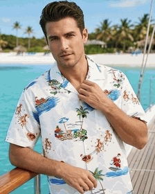 Santa Men's White Christmas Hawaiian Shirts