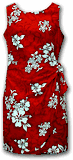Sarong Cotton Dress Red Hawaiian White Hibiscus 