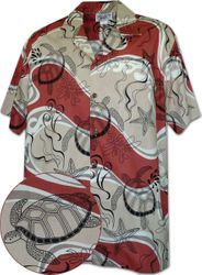 Sea Turtle Men's Hawaiian Shirt Burgundy