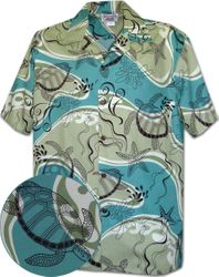 Sea Turtle Men's Hawaiian Shirt Green