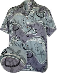 Sea Turtle Men's Hawaiian Shirt Silver