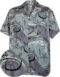 Sea Turtle Men's Hawaiian Shirt Silver