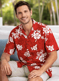 Shirts Sale (Red) Hawaiian White Hibiscus