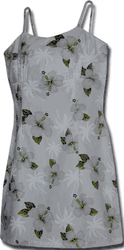 Simple Hibiscus Ladies Spaghetti Hawaiian Dress White Simple Hibiscus Ladies Spaghetti Hawaiian Dress White