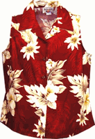 Sleeveless Ladies Hawaiian Shirt Luau Red