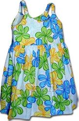 Spring Garden Blue Toddlers Hawaiian Dresses