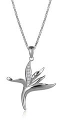 Sterling Silver Bird of Paradise Classic CZ Pendant 