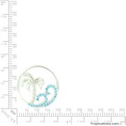Sterling Silver Blue Topaz Beach Day Circle Pendant Hawaii