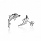 Sterling Silver Dolphin Earrings CZ Eyes Sterling Silver Dolphin Earrings CZ Eyes