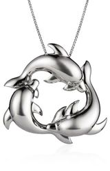 Sterling Silver Dolphin Migration Cycle Pendant Hawaii, Necklace 18"