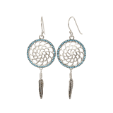 Sterling Silver Dreamcatcher CZ Dangling Earrings Sterling Silver Dreamcatcher CZ Dangling Earrings