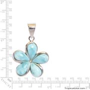 Sterling Silver Flower Larimar Blue Puff Petals Pendant Hawaii