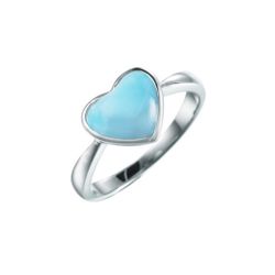 Sterling Silver Heart Larimar Blue 10mm Ring Size 6 to 9