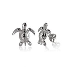 Sterling Silver Honu Turtle Simple Earrings