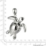 Sterling Silver Honu Turtle Simple Pendant Hawaii, 18" Necklace