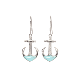Sterling Silver Larimar Anchor Dangling Earrings Sterling Silver Larimar Anchor Dangling Earrings