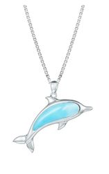 Sterling Silver Larimar Blue Dolphin Ocean Pendant Hawaii