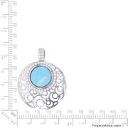 Sterling Silver Larimar Blue Filigree Circle Pendant Hawaii