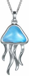 Sterling Silver Larimar Blue Jellyfish Pendant Hawaii