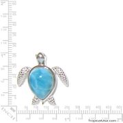 Sterling Silver Larimar Blue Sea Turtle Pendant Hawaii