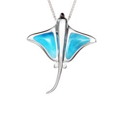 Sterling Silver Larimar Blue Stingray Pendant Hawaii